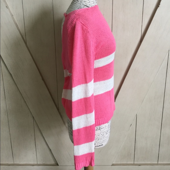 💗💗PINK Scoop Back Pink & White Sweater 💗💗 - Picture 4 of 6